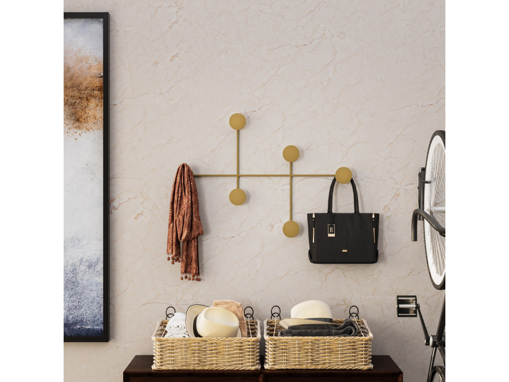 Gancho de pared metálico "Dama" - 82 x 10 x 60 cm - Oro