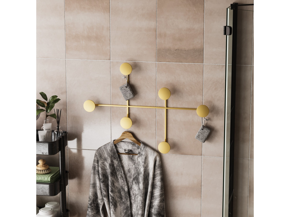 Gancho de pared metálico "Dama" - 82 x 10 x 60 cm - Oro