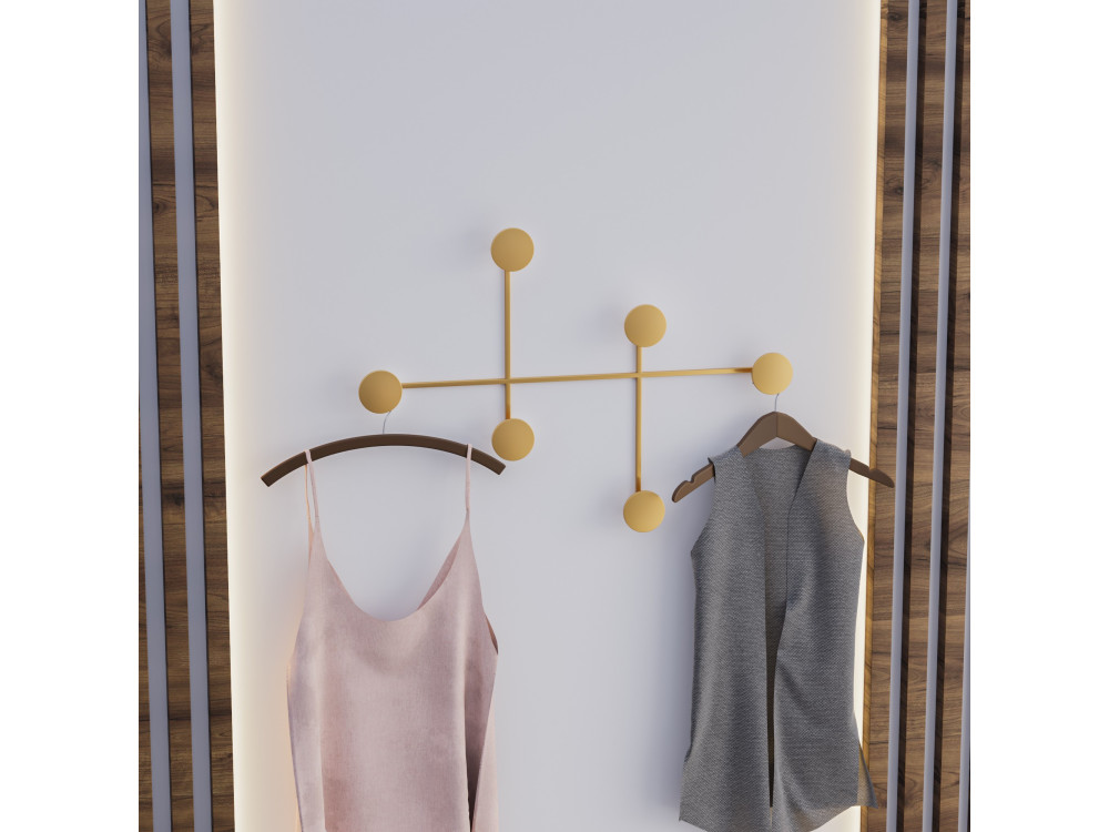 Gancho de pared metálico "Dama" - 82 x 10 x 60 cm - Oro