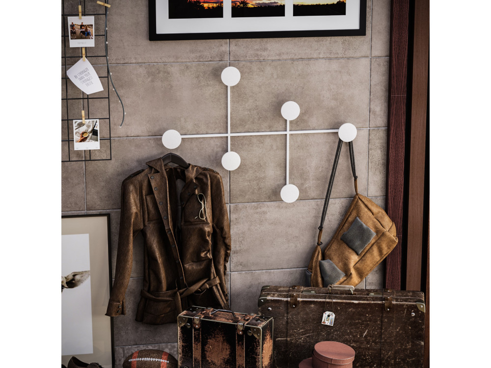 Gancho de pared metálico "Dama" - 82 x 10 x 60 cm - Blanco