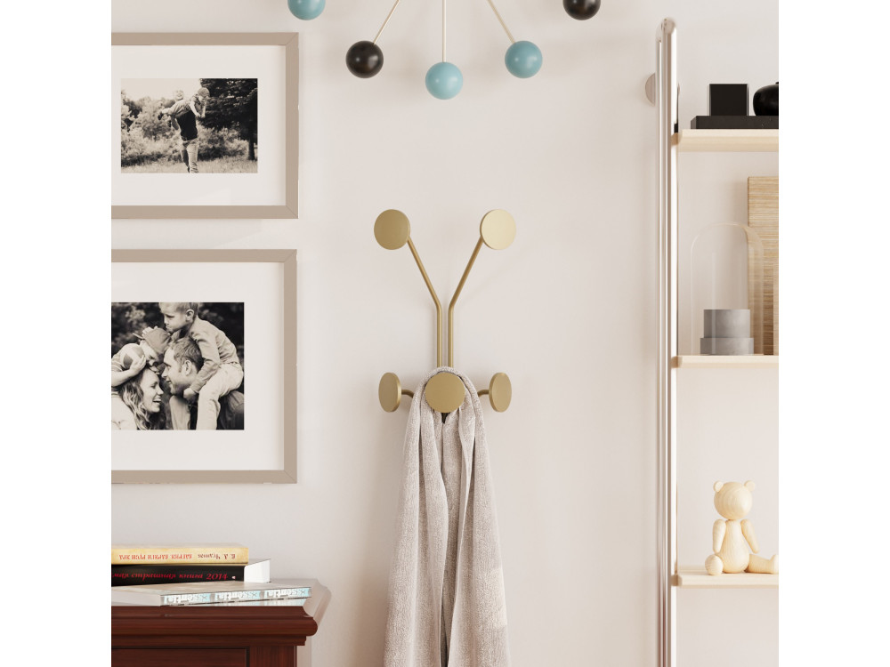 Gancho de pared de metal "Jirafa" - 24 x 16 x 40 cm - Oro