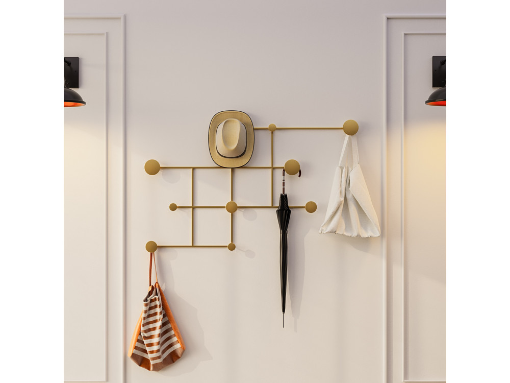 Gancho de pared metálico "Fatara" - 112 x 10 x 64 cm - Oro