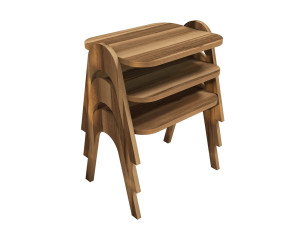 Lote de 3 mesas bajas de madera "Paris" - 48 x 35 x 72 cm - Marrón