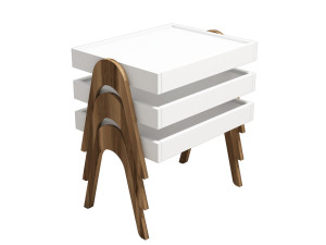 Lote de 3 mesas bajas de madera "Roma" - 53 x 40 x 64 cm - Blanco