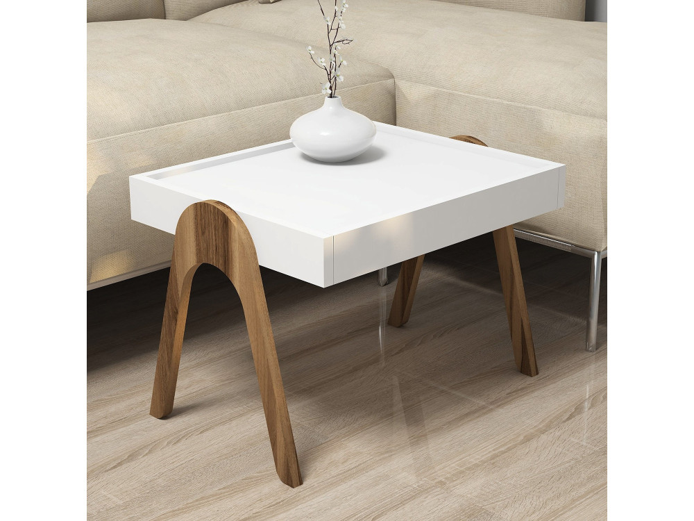 Lote de 3 mesas bajas de madera "Roma" - 53 x 40 x 64 cm - Blanco