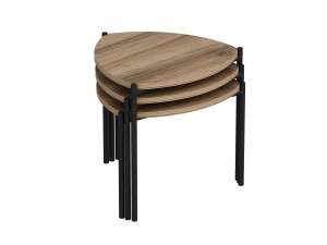 Lote de 3 mesas bajas de madera "Lenny" - 45 x 45 x 45 cm - Marrón