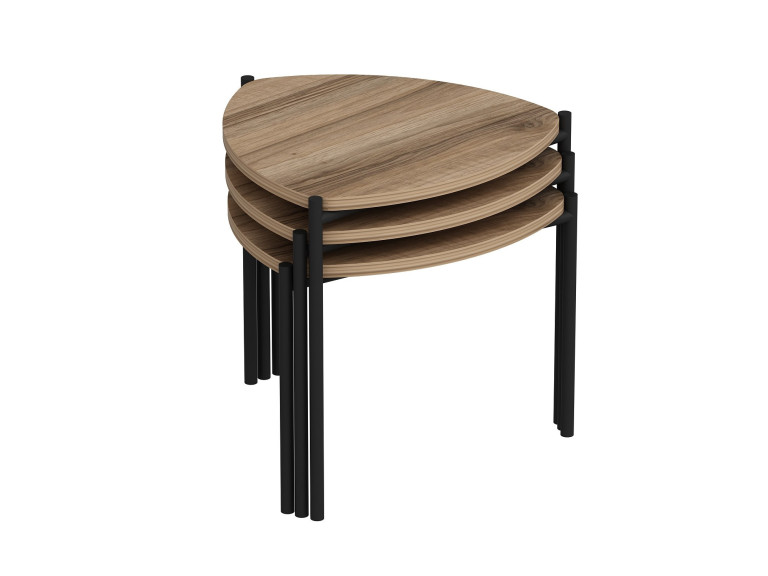Lote de 3 mesas bajas de madera "Lenny" - 45 x 45 x 45 cm - Marrón