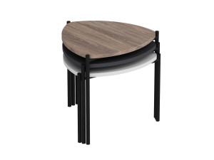 Lote de 3 mesas bajas de madera "Lenny" - 45 x 45 x 45 cm - Multicolor