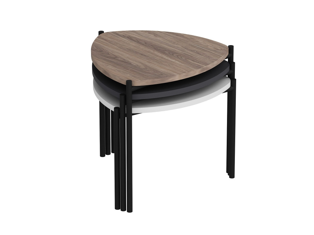 Lote de 3 mesas bajas de madera "Lenny" - 45 x 45 x 45 cm - Multicolor