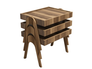 Lote de 3 mesas nido de madera "Roma" - 54 x 40 x 64 cm - Marrón