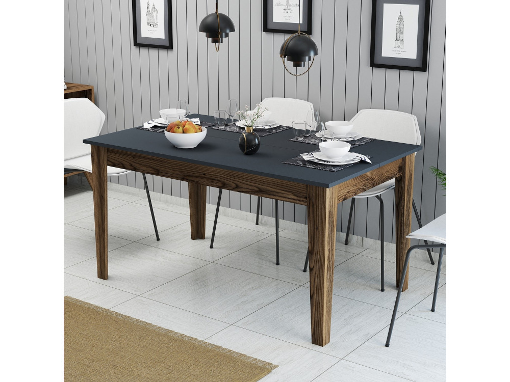 Mesa de comedor de madera "Milan500" - 145 x 88 x 75 cm - Gris antracita