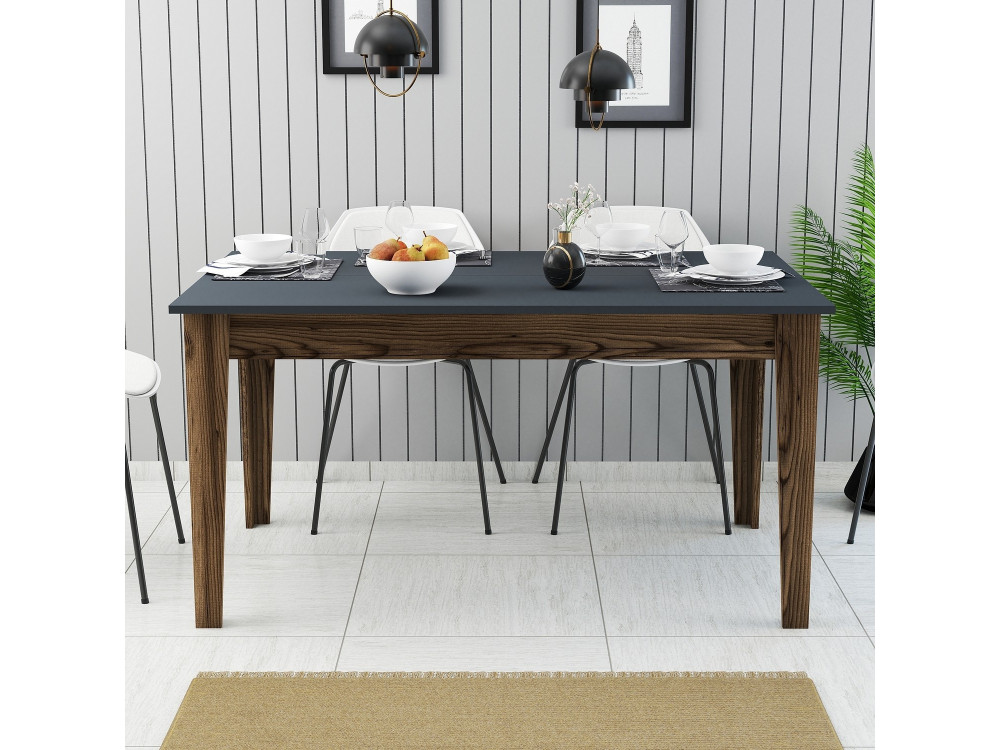 Mesa de comedor de madera "Milan500" - 145 x 88 x 75 cm - Gris antracita