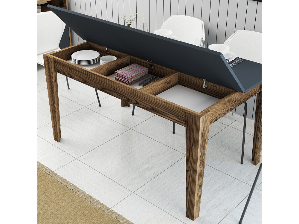 Mesa de comedor de madera "Milan500" - 145 x 88 x 75 cm - Gris antracita