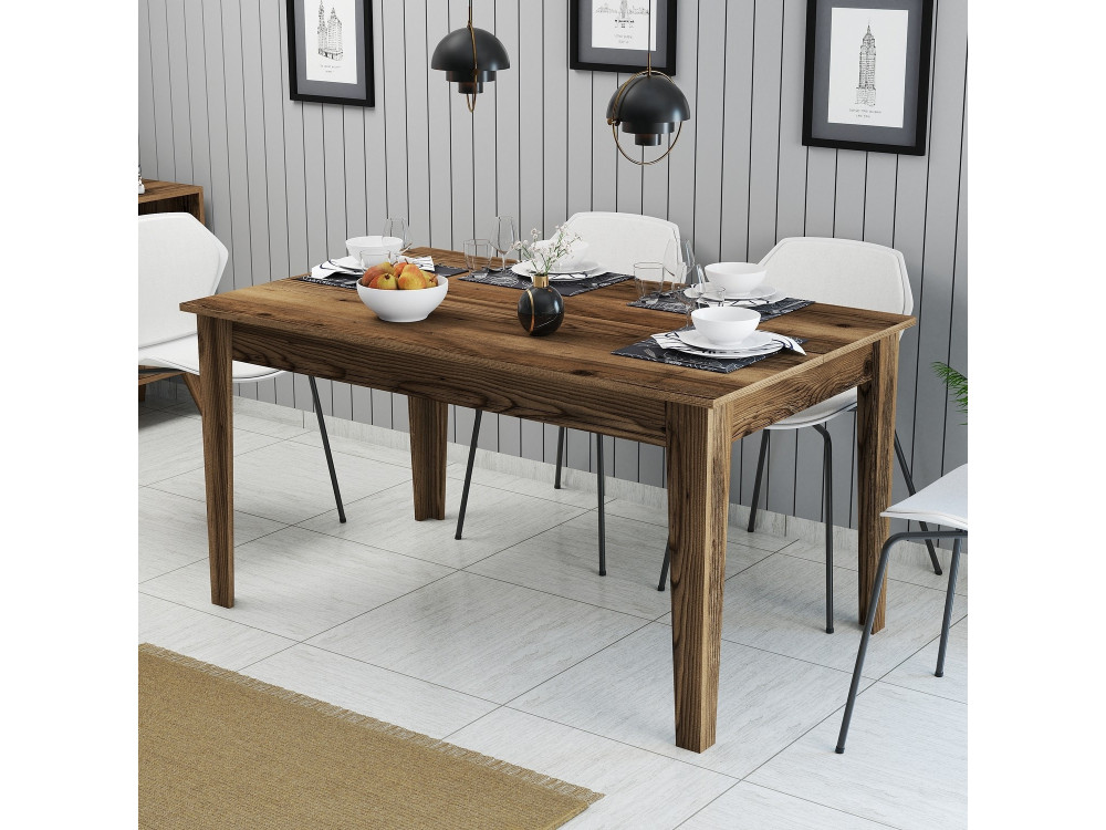 Mesa de comedor de madera "Milan500" - 145 x 88 x 75 cm - Marrón