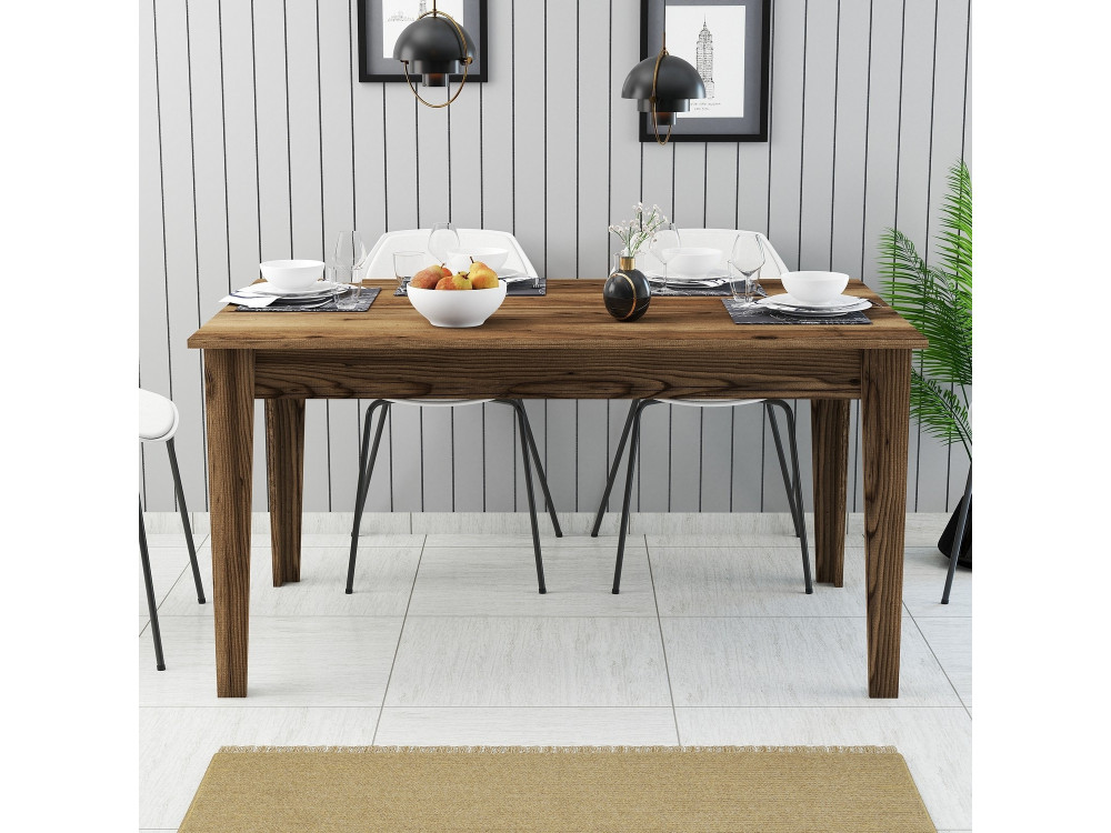 Mesa de comedor de madera "Milan500" - 145 x 88 x 75 cm - Marrón