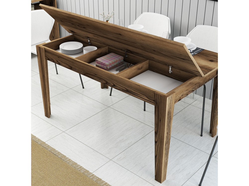 Mesa de comedor de madera "Milan500" - 145 x 88 x 75 cm - Marrón