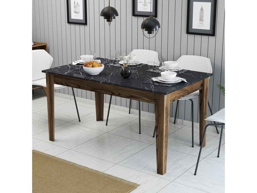 Mesa de comedor de madera "Milan500" - 145 x 88 x 75 cm - Negra