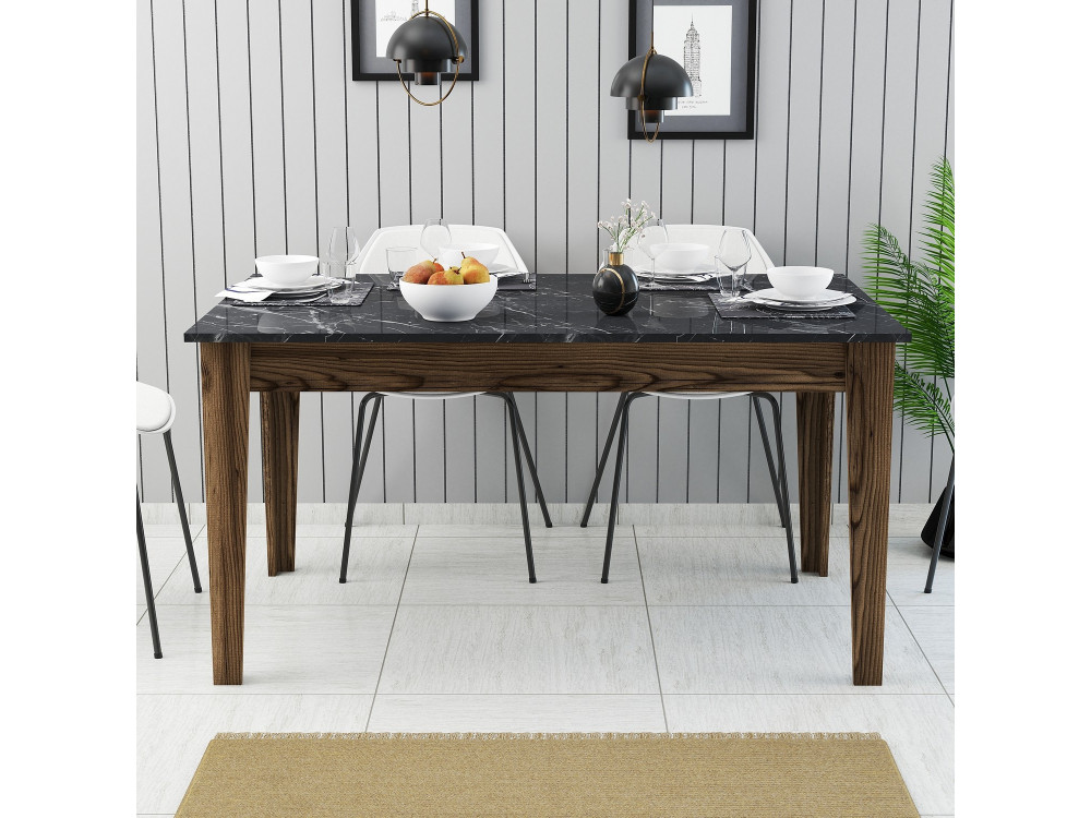 Mesa de comedor de madera "Milan500" - 145 x 88 x 75 cm - Negra