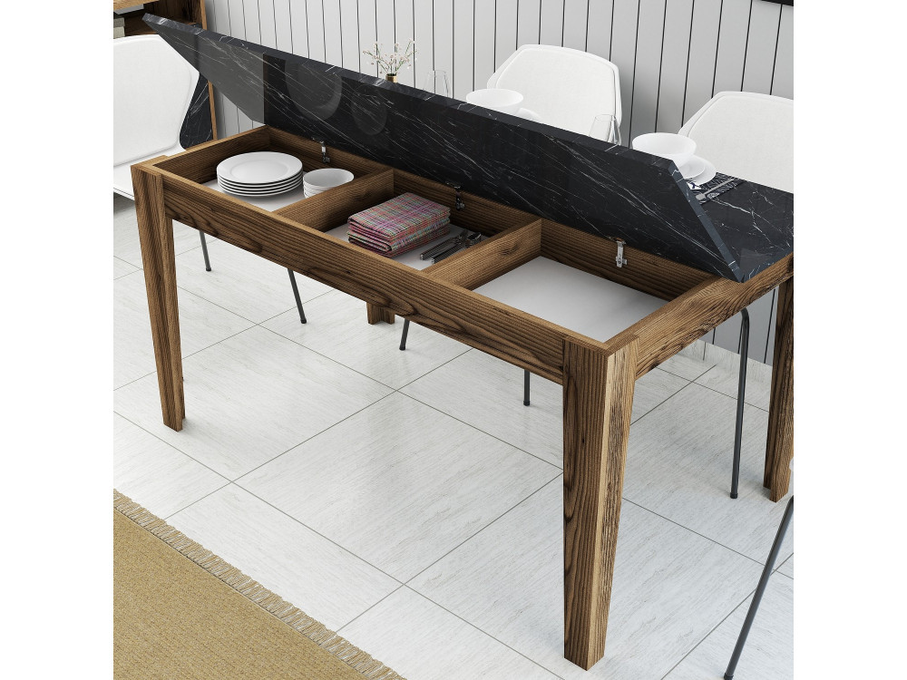 Mesa de comedor de madera "Milan500" - 145 x 88 x 75 cm - Negra
