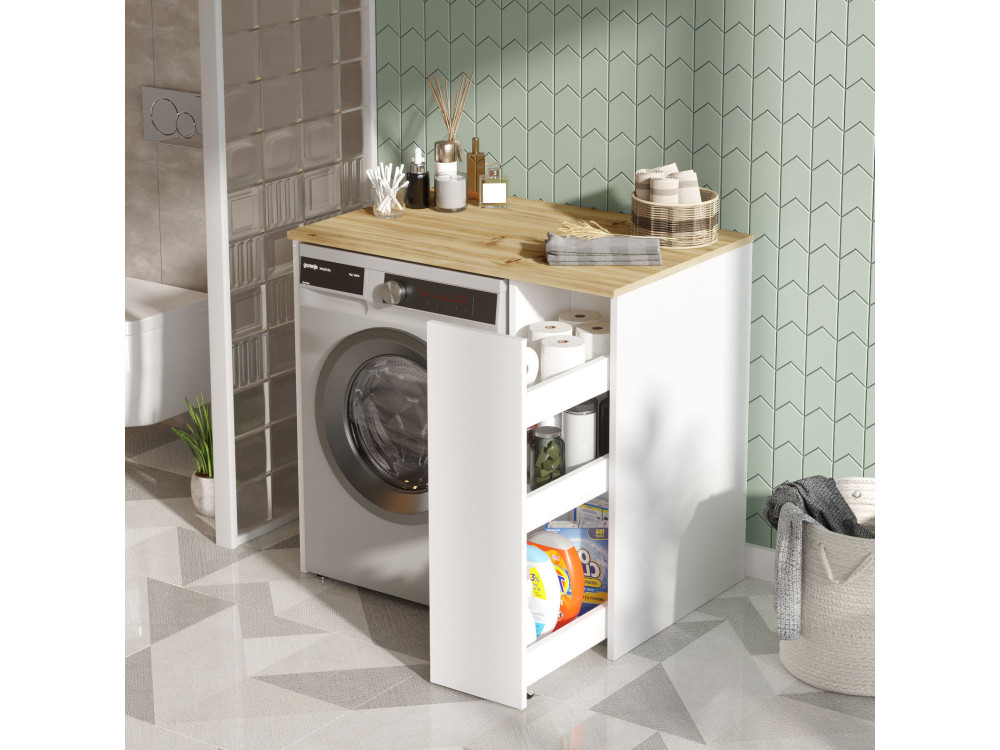 Armario de madera para lavadora "SA1" - 93 x 60 x 88 cm - Blanco