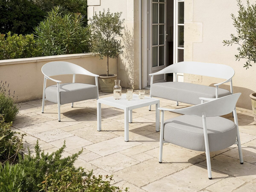 Sofá de jardín "Céora" de plástico y metal - 2 plazas - Blanco