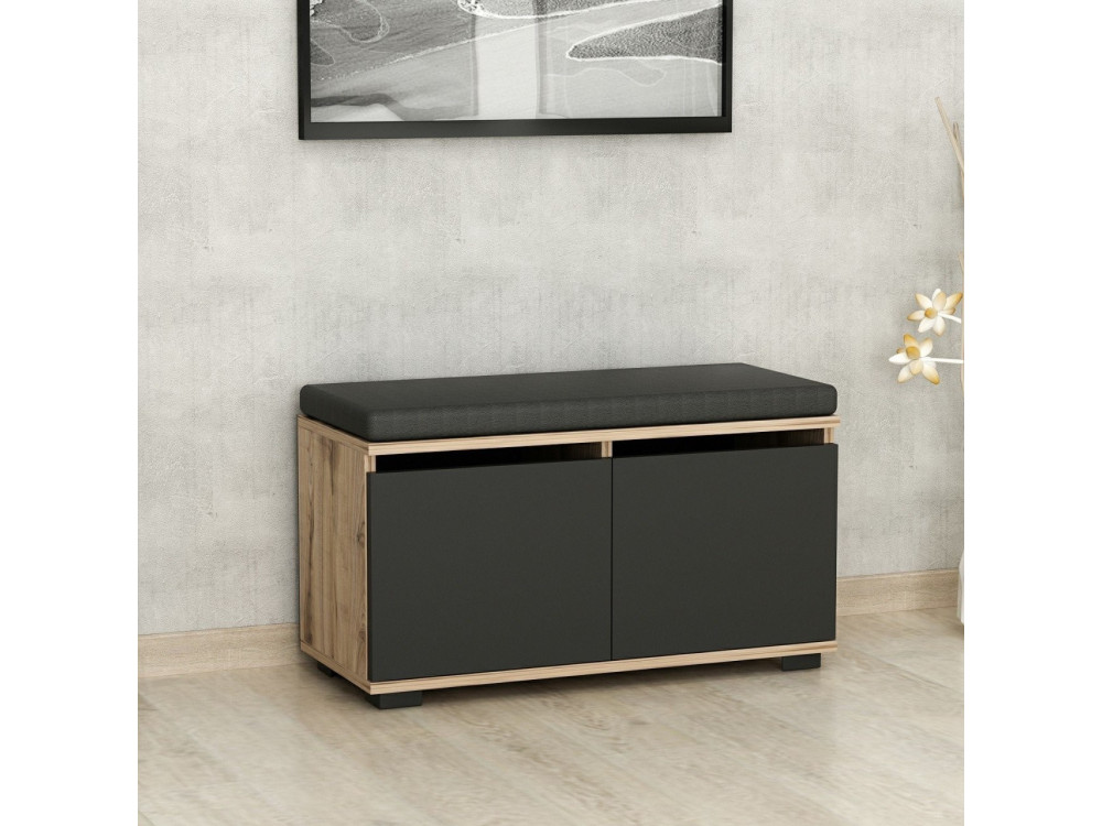 Zapatero de madera "Drago" - 80 x 35 x 42 cm - Gris antracita
