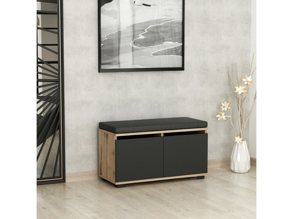 Zapatero de madera "Drago" - 80 x 35 x 42 cm - Gris antracita