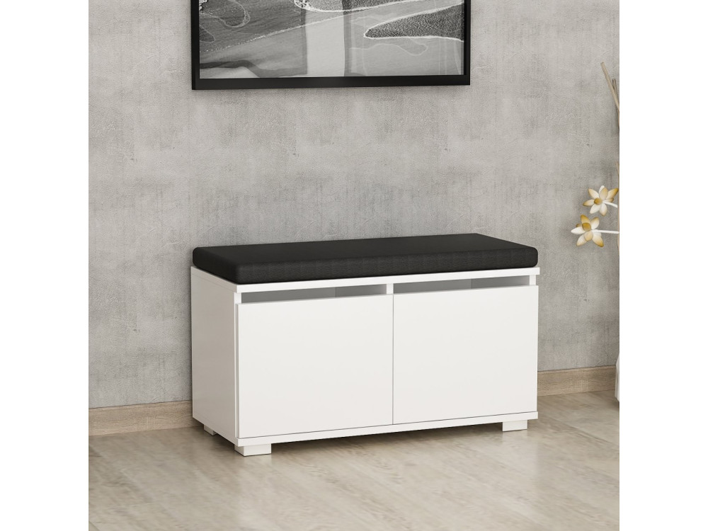 Zapatero de madera "Drago" - 80 x 35 x 42 cm - Blanco