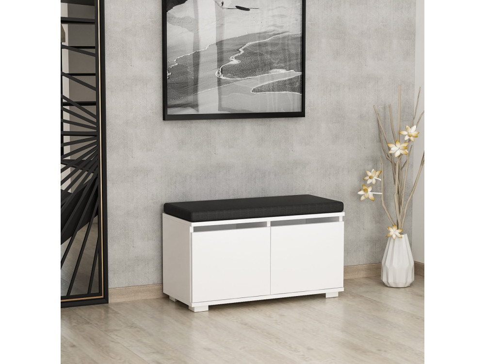 Zapatero de madera "Drago" - 80 x 35 x 42 cm - Blanco