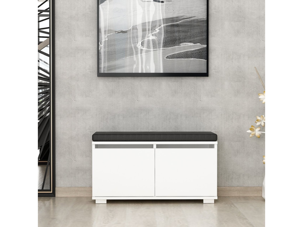 Zapatero de madera "Drago" - 80 x 35 x 42 cm - Blanco