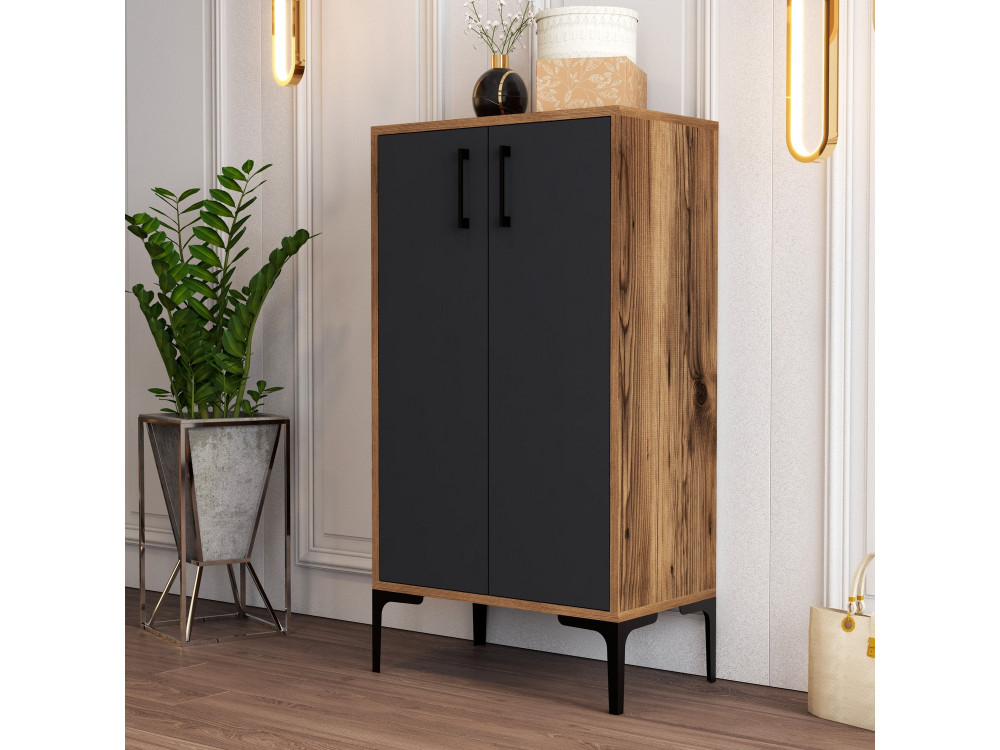 Mueble zapatero de madera "Prag" - 60 x 35 x 111 cm - Gris antracita