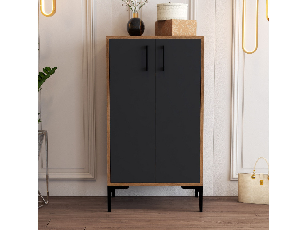 Mueble zapatero de madera "Prag" - 60 x 35 x 111 cm - Gris antracita