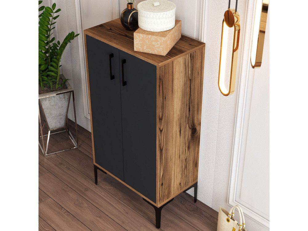 Mueble zapatero de madera "Prag" - 60 x 35 x 111 cm - Gris antracita