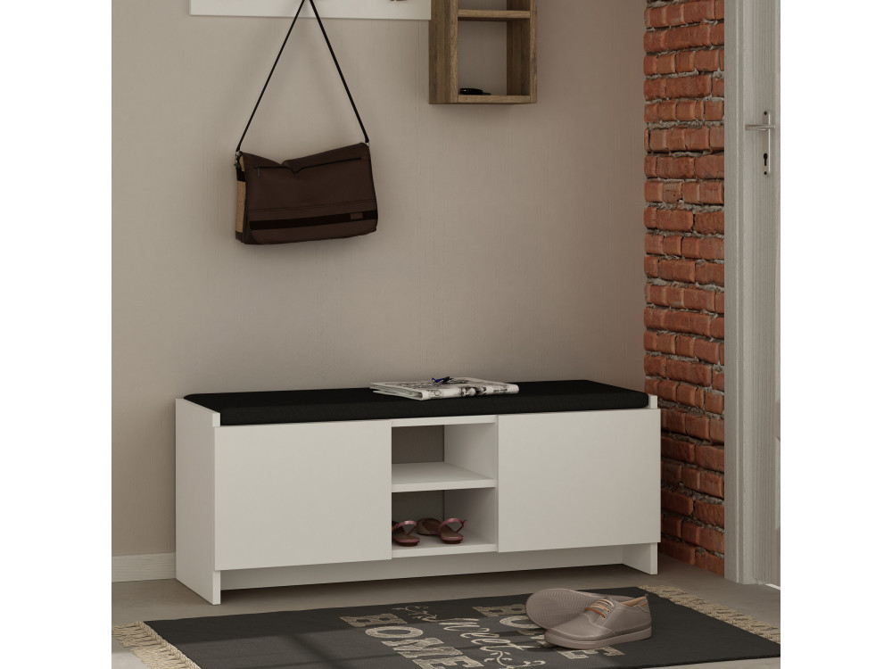 Zapatero de madera "Zulla" - 110 x 37 x 43 cm - Blanco