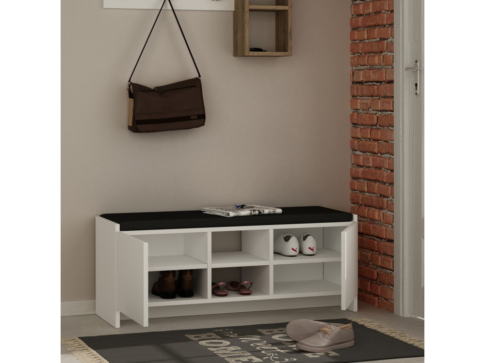 Zapatero de madera "Zulla" - 110 x 37 x 43 cm - Blanco