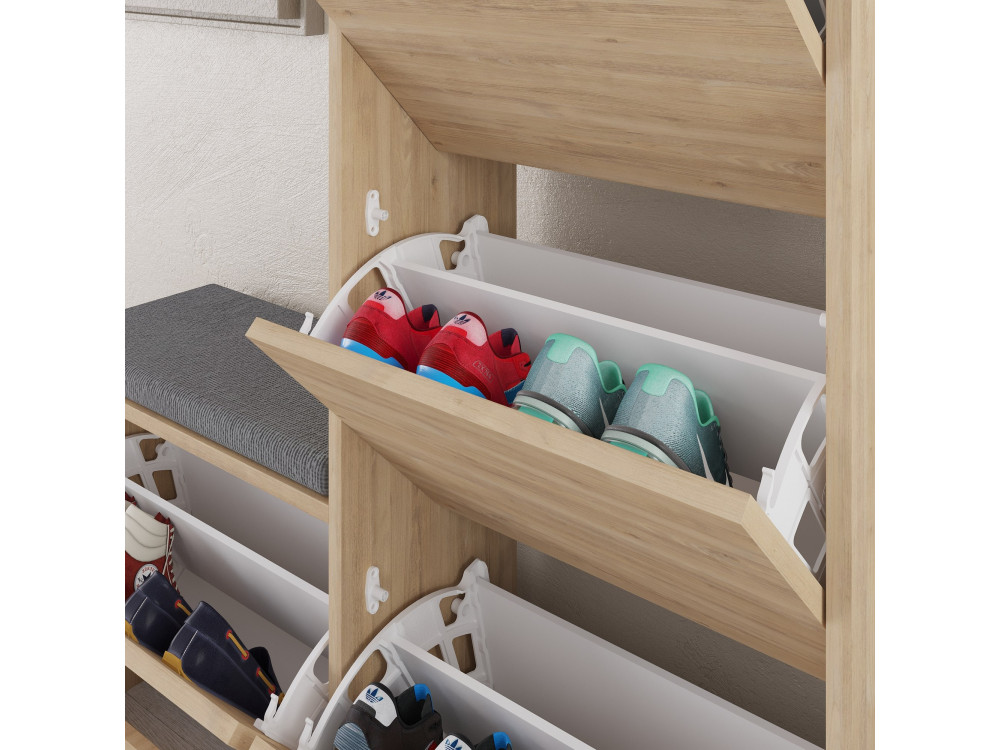 Mueble zapatero de madera "Dude" - 105 x 26 x 118 cm - Marrón