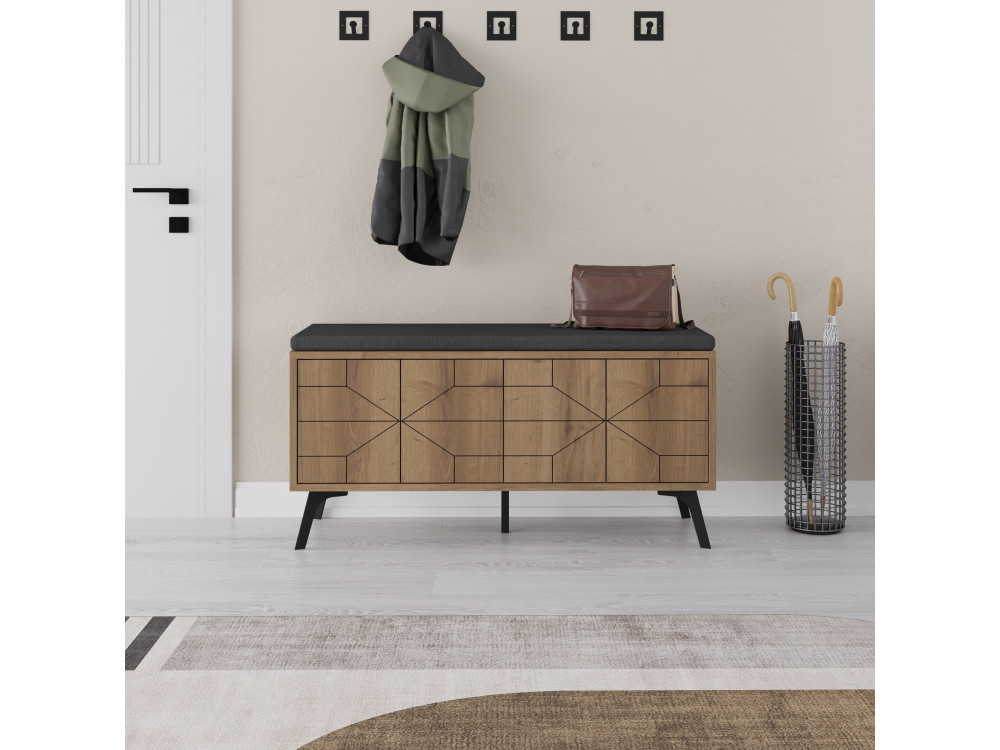 Mueble zapatero de madera "Dune" - 107 x 35 x 55 cm - Marrón