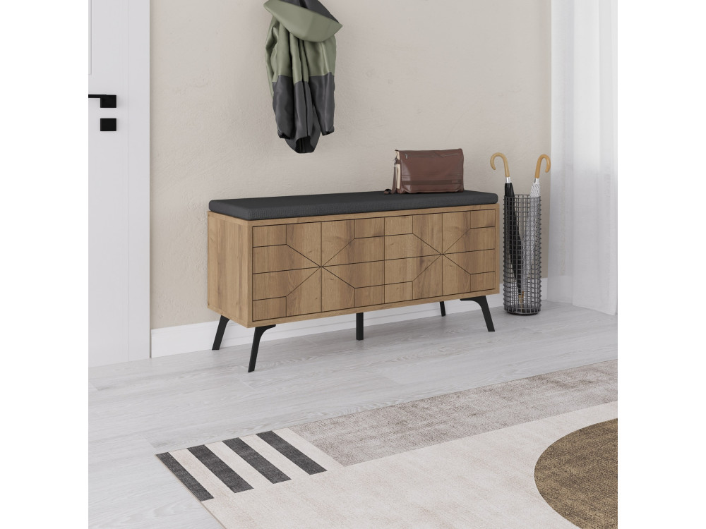 Mueble zapatero de madera "Dune" - 107 x 35 x 55 cm - Marrón