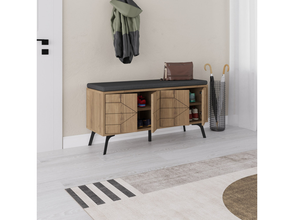 Mueble zapatero de madera "Dune" - 107 x 35 x 55 cm - Marrón