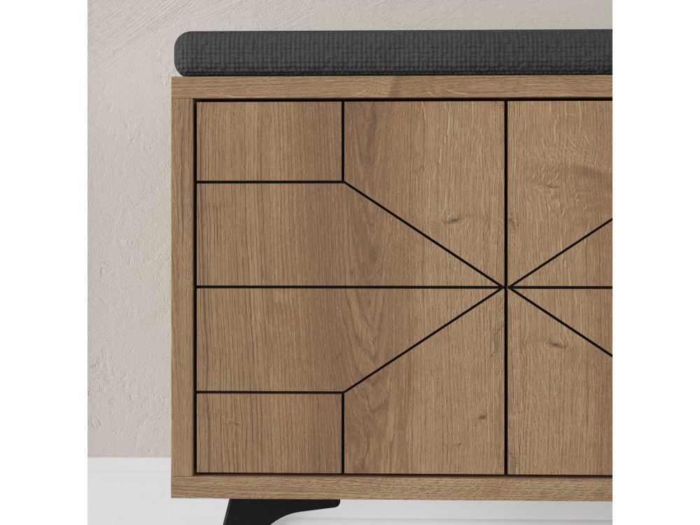 Mueble zapatero de madera "Dune" - 107 x 35 x 55 cm - Marrón
