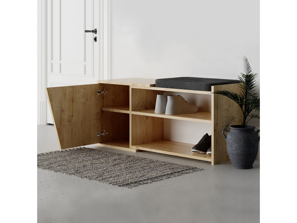 Mueble zapatero de madera "Fiona" - 104 x 37 x 47 cm - Beige