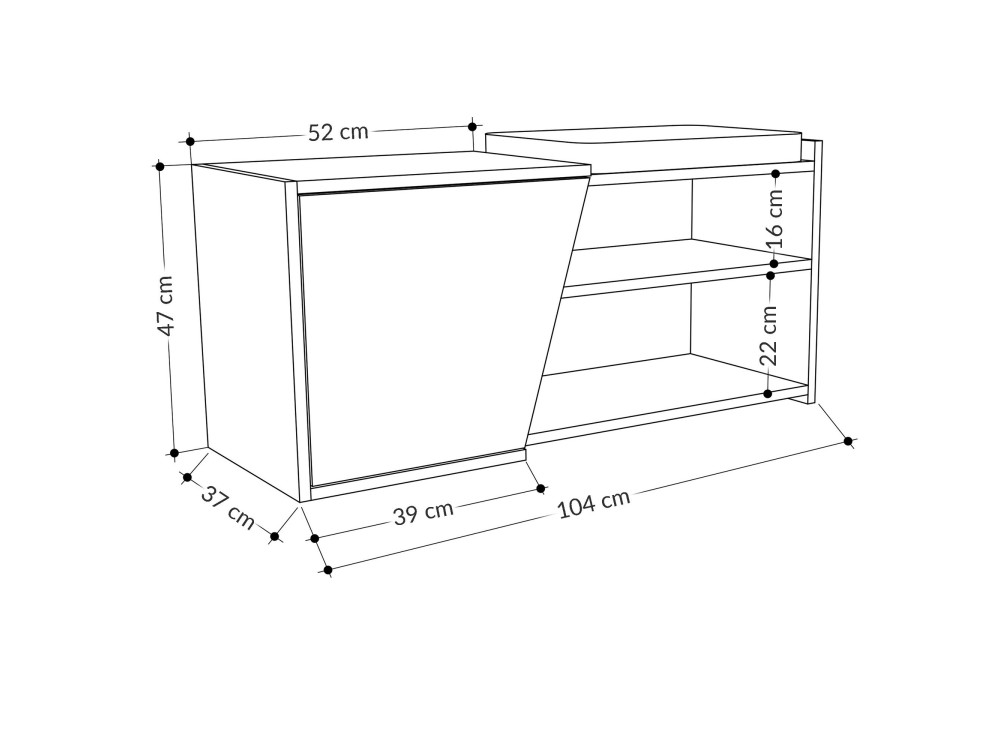 Mueble zapatero de madera "Fiona" - 104 x 37 x 47 cm - Beige