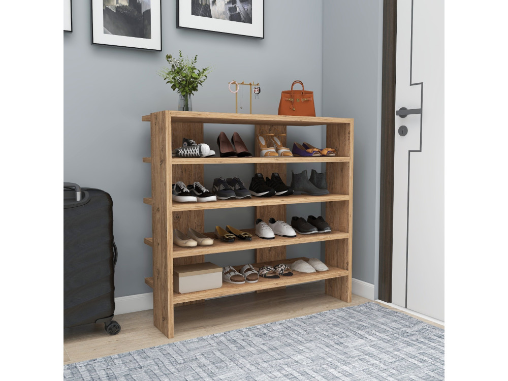 Mueble zapatero de madera "Sargel" - 75 x 31 x 72 cm - Marrón