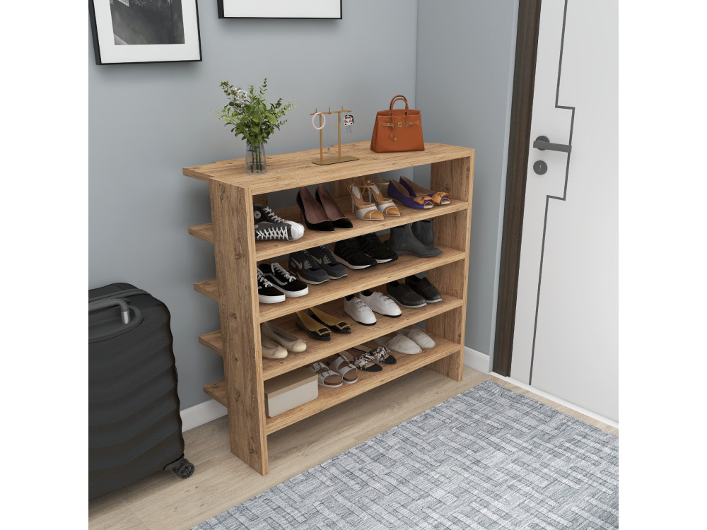 Mueble zapatero de madera "Sargel" - 75 x 31 x 72 cm - Marrón