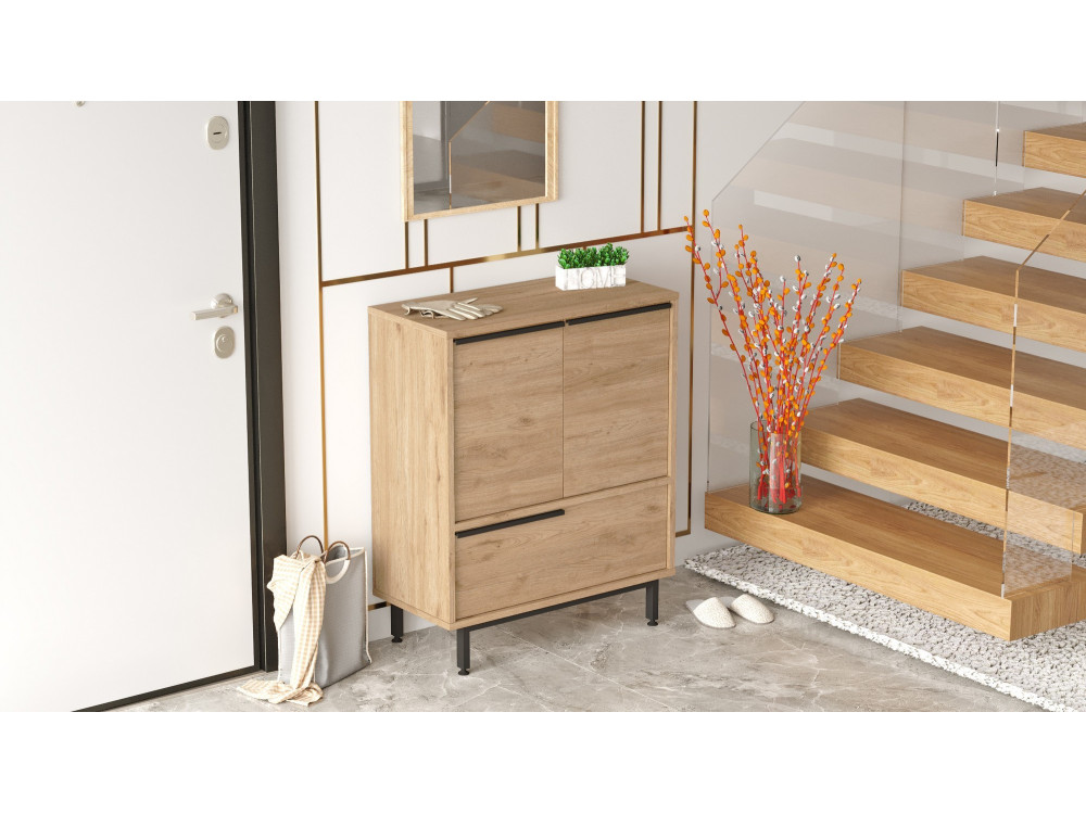 Zapatero de madera "Calvin" - 74 x 35 x 90 cm - Marrón