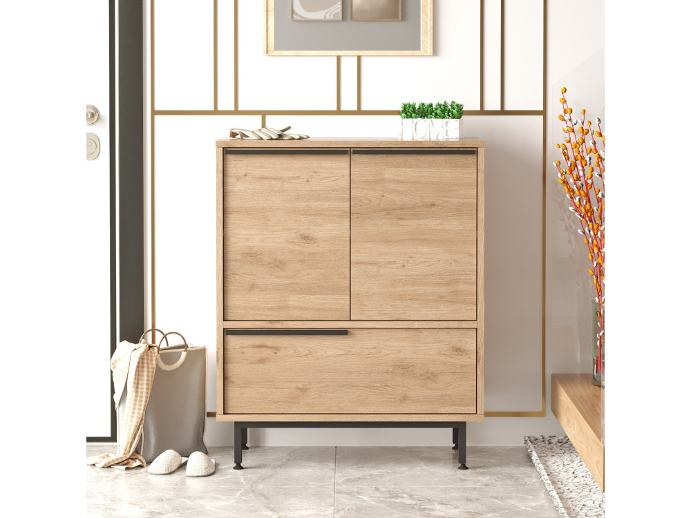 Zapatero de madera "Calvin" - 74 x 35 x 90 cm - Marrón