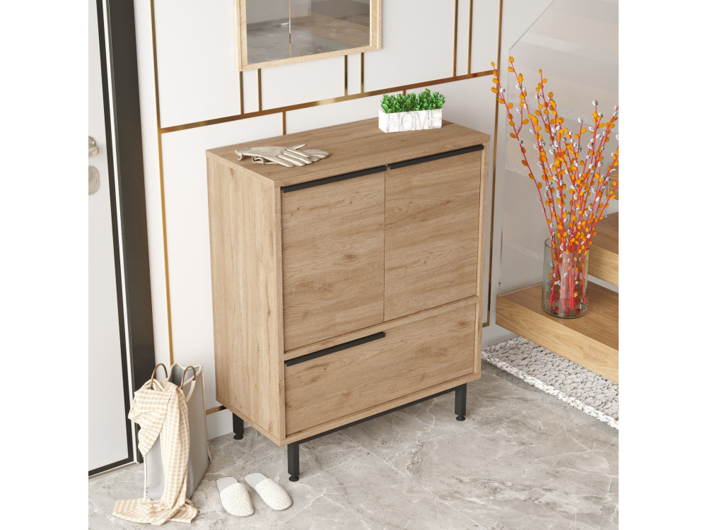 Zapatero de madera "Calvin" - 74 x 35 x 90 cm - Marrón
