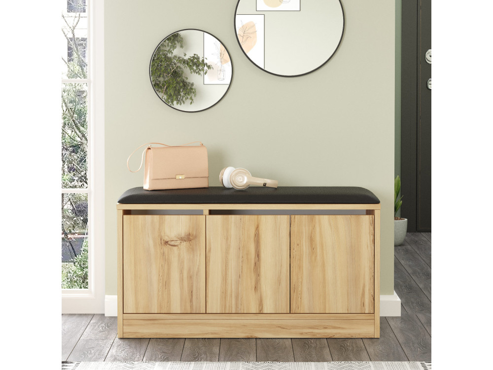 Mueble zapatero de madera "Mirko" - 90 x 35 x 45 cm - Beige