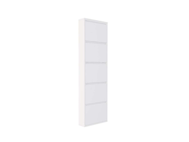Mueble zapatero metálico "Ayse" - 50 x 15 x 169 cm - Blanco