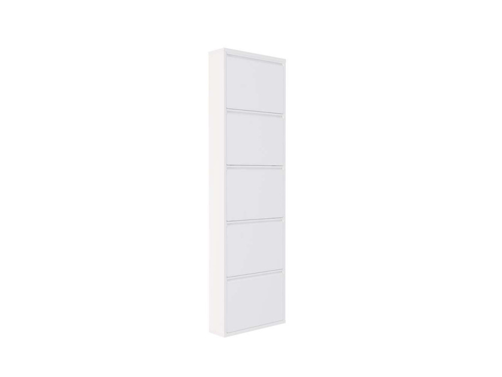 Mueble zapatero metálico "Ayse" - 50 x 15 x 169 cm - Blanco